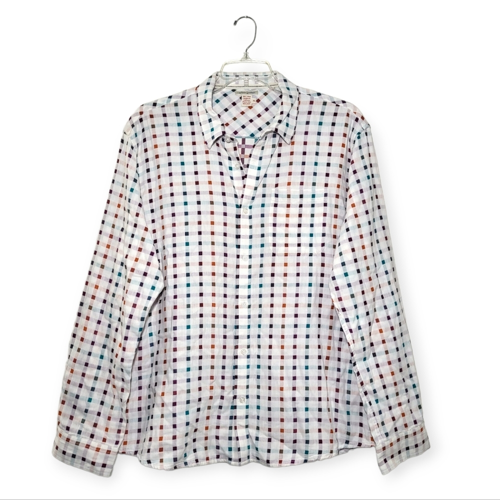 Carbon 2 Cobalt Multicolor White Checkered Plaid Button-down Shirt XL